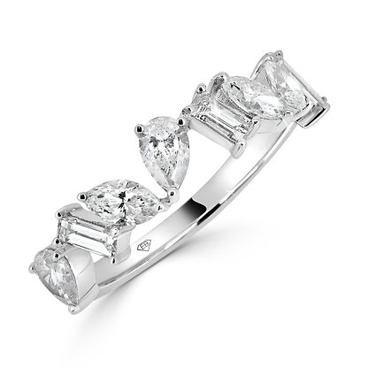 Pear and Baguette Diamond Wedding Band