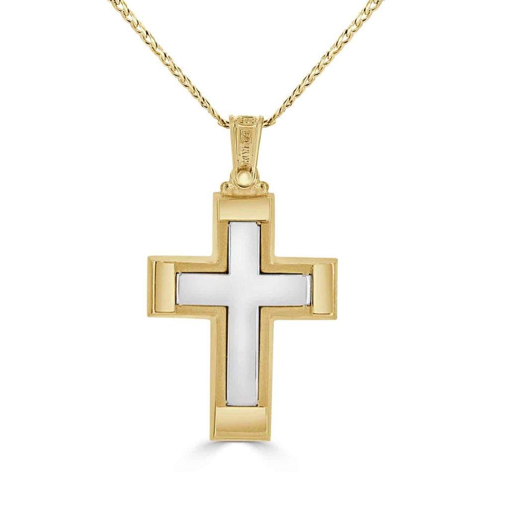 White and Yellow Gold Cross Pendant