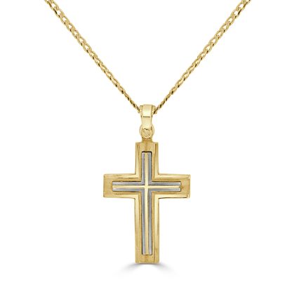 Yellow and White Gold Cross Pendant
