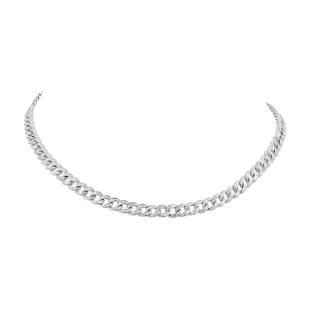 cuban link white gold chain