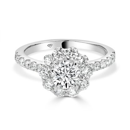 Round diamond engagement ring with halo