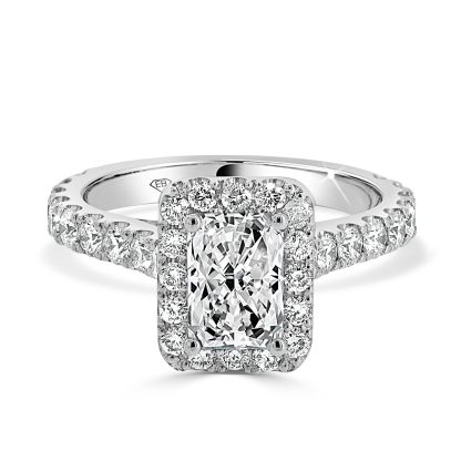 Radient Cut Engagement Ring with halo