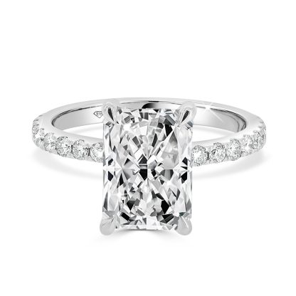 Radient Cut Engagement Ring with hidden halo
