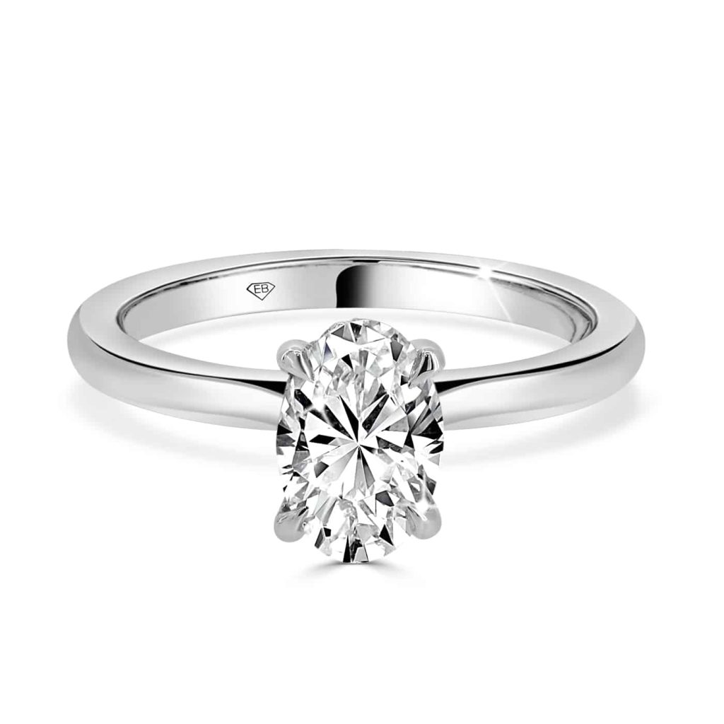 Oval Cut Engagement ring with hidden halo