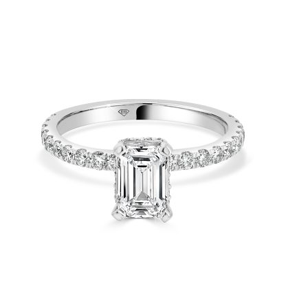 Emerald Cut Engagement Ring with Hidden Halo