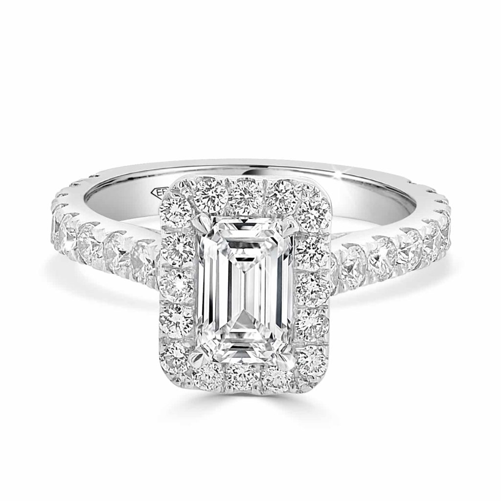 Emerald Cut Engagement Ring with halo
