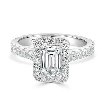 Emerald Cut Engagement Ring with halo