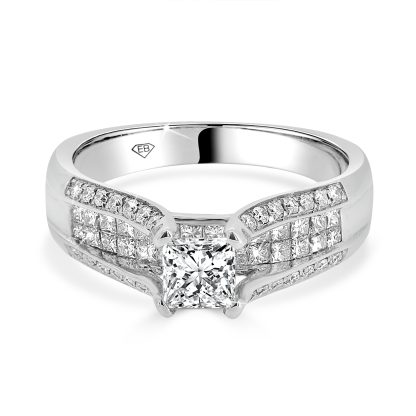 Princess Cut Engagement Ring With diamond band