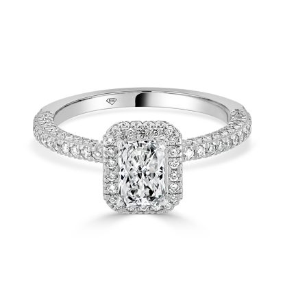 Radiant cut engagement ring