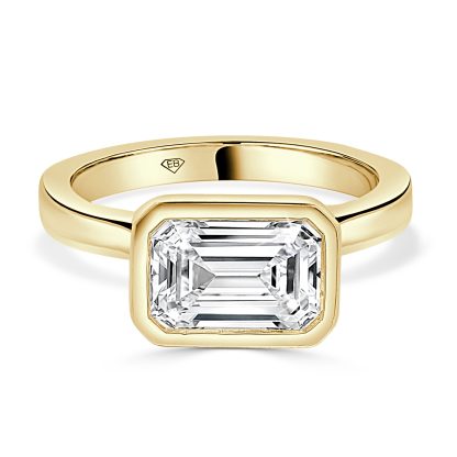 Emerald Cut horizontal engagement ring