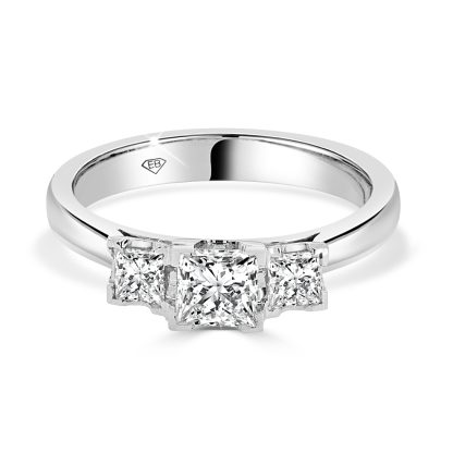 Princess Cut Trilogy Engagement Ring