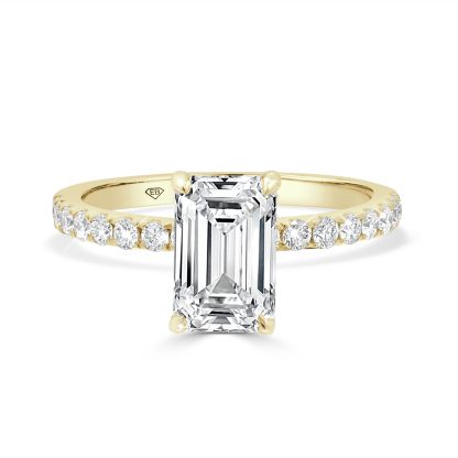 Emerald-Cut Diamond Pavé Engagement Ring