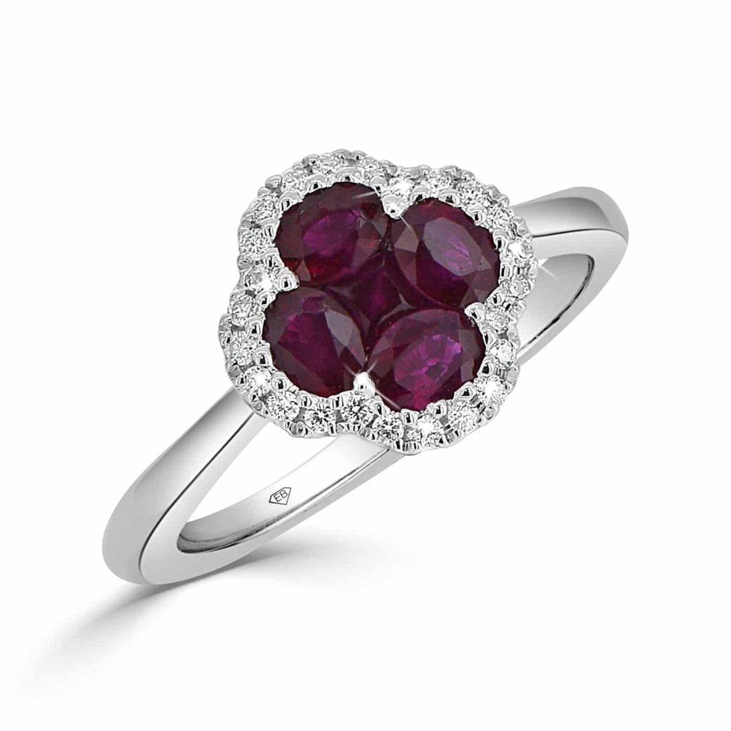 Elegant ring with four rubies
