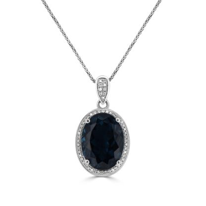 Oval Shaped Sapphire and Diamond Pendant