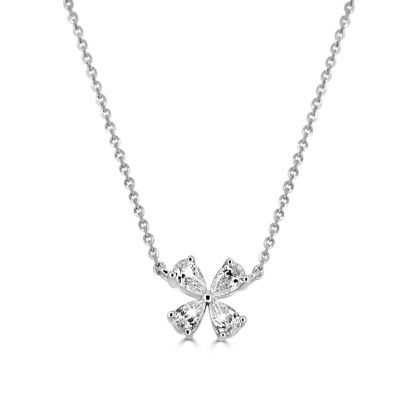 Diamond Clover Necklace in 18kt Gold