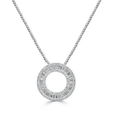 White gold circle pendant with diamonds