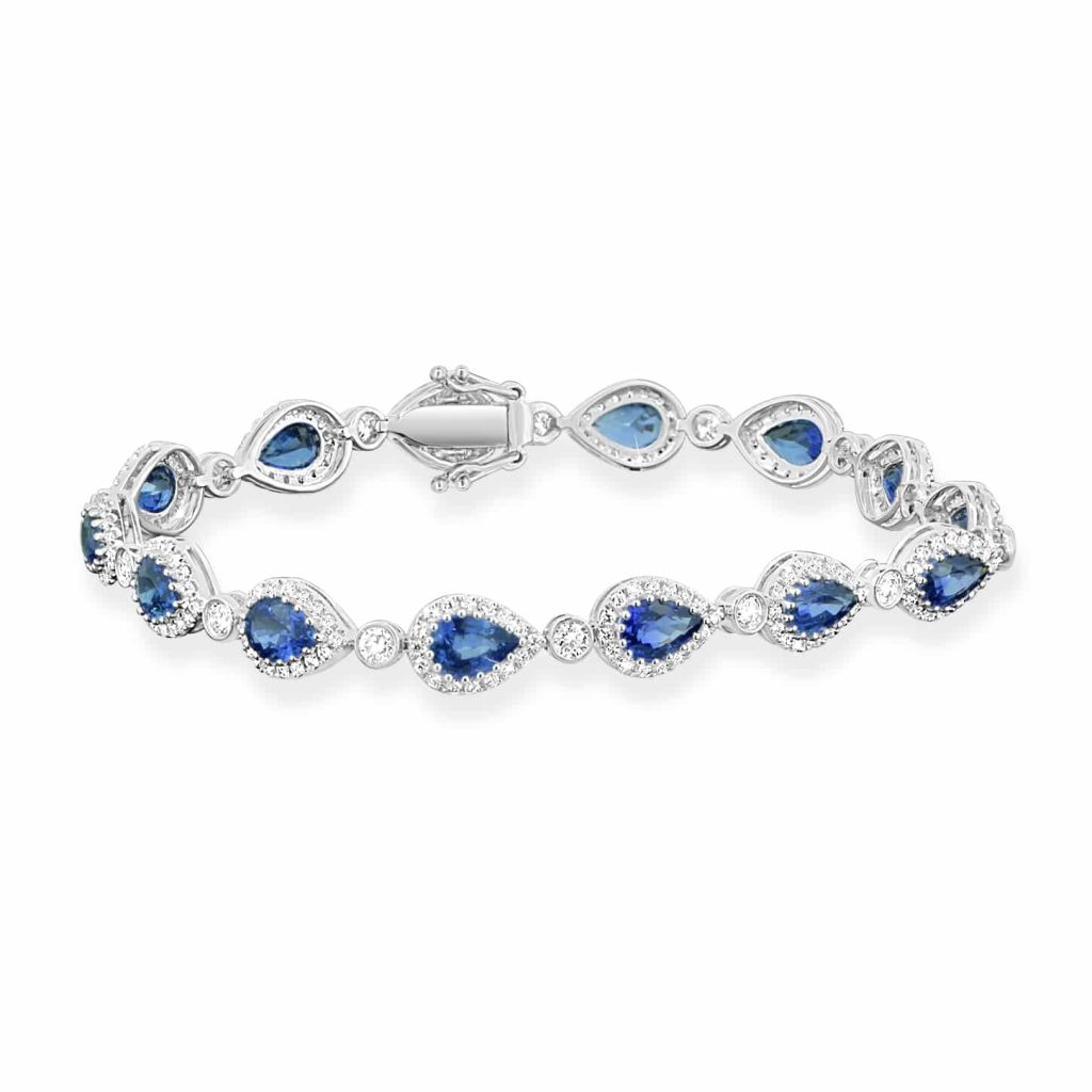 Luxury 18K white gold bracelet with sapphires and diamonds