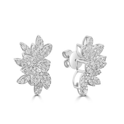 Diamond flower stud earrings