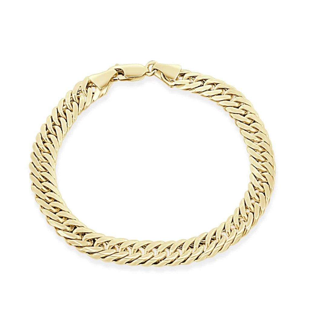 Flat curb chain bracelet men