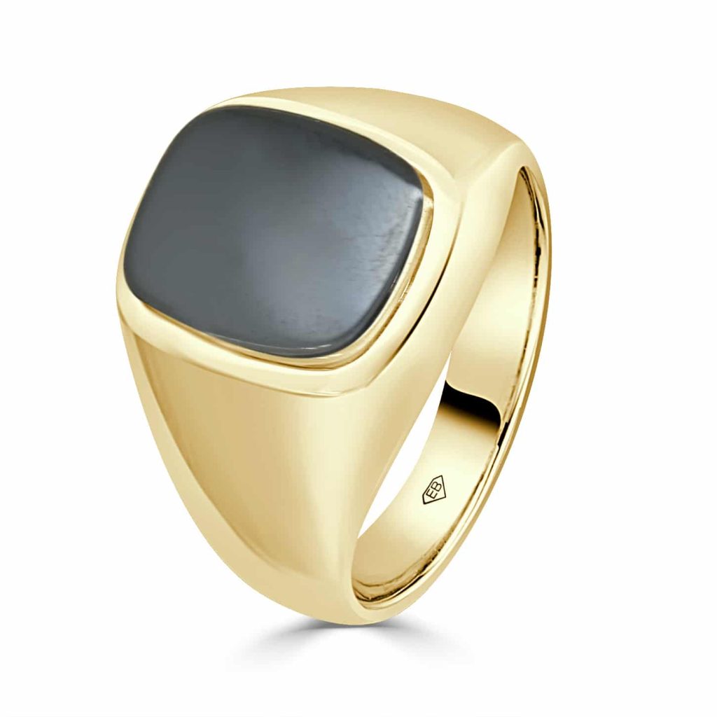 black onyx mens ring gold