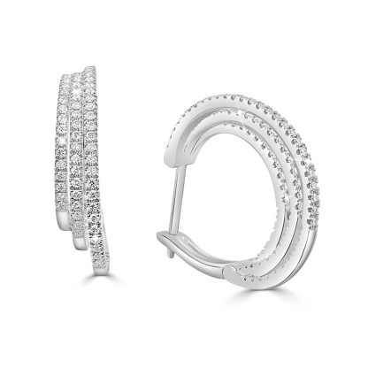 Triple diamond hoop earrings
