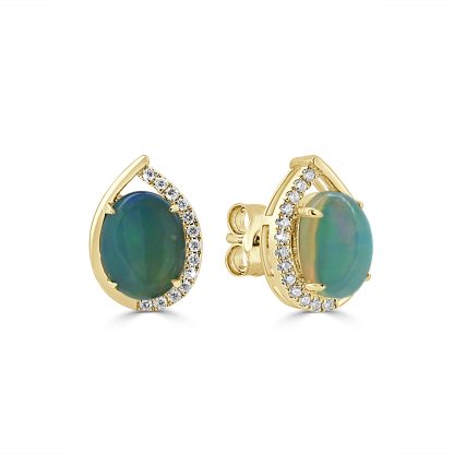 Opal stud earrings gold