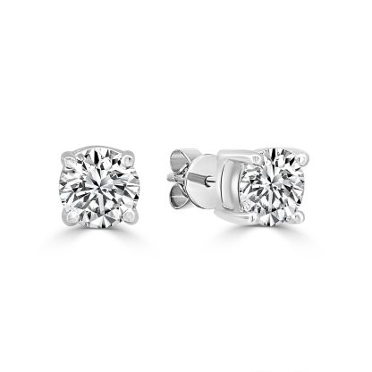 White gold solitaire diamond earring