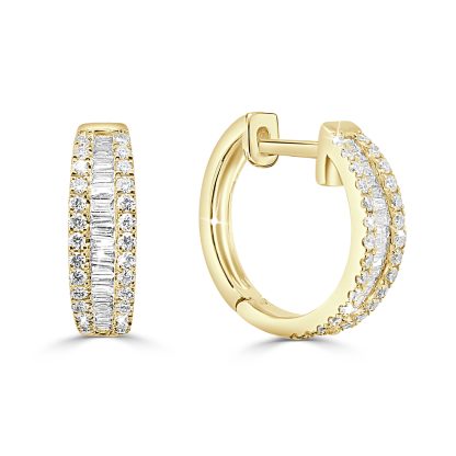 Round and baguette earrings