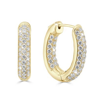Triple row gold diamond hoops