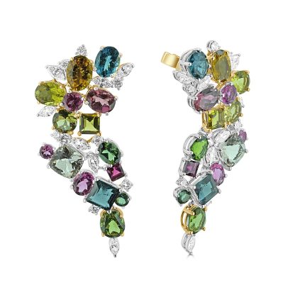 Platinum yellow gold earrings