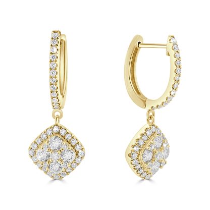 Yellow gold diamond drop earrings