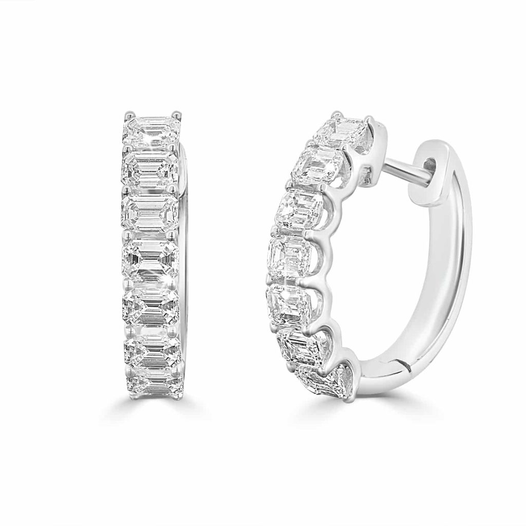 Emerald cut diamond earrings
