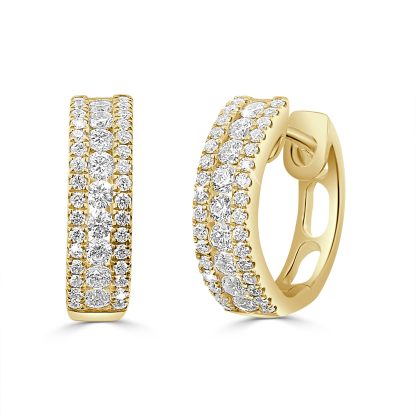 Yellow gold diamond hoop earrings
