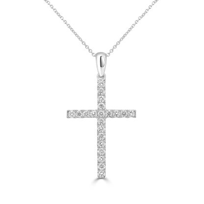 Elegant white gold cross necklace
