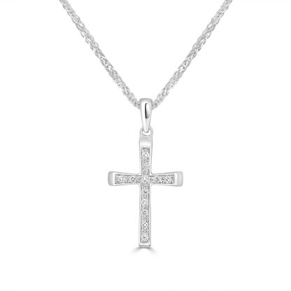 Diamond cross pendant white gold