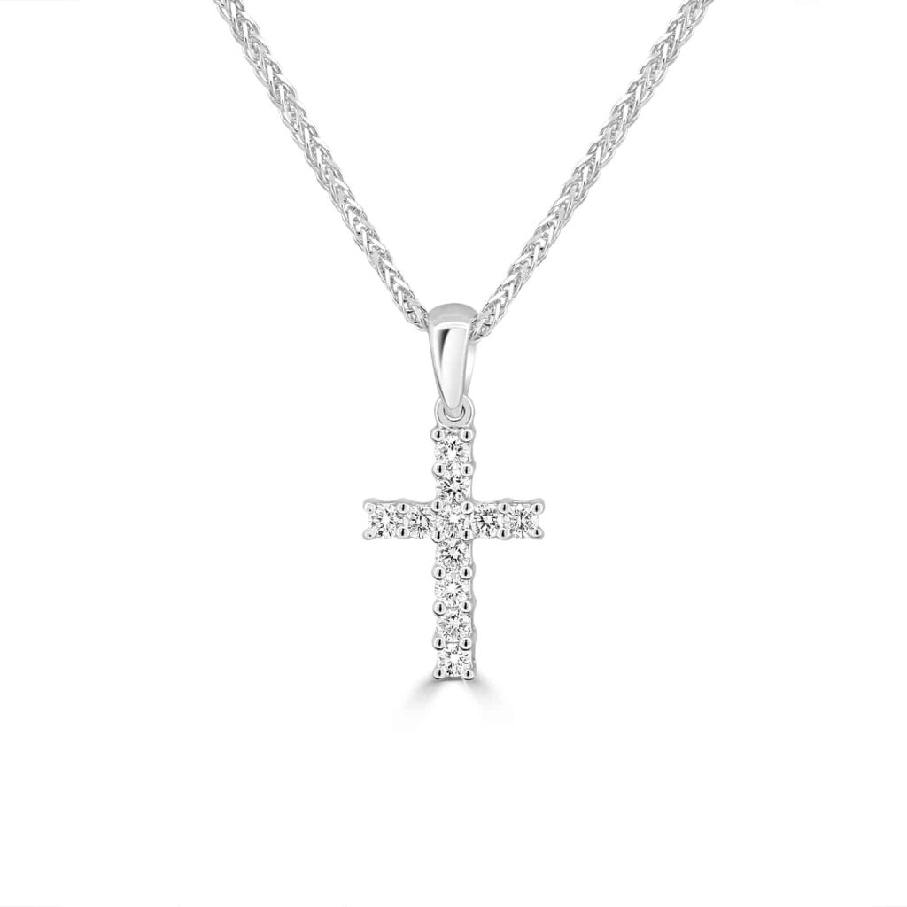 Delicate white gold cross pendant