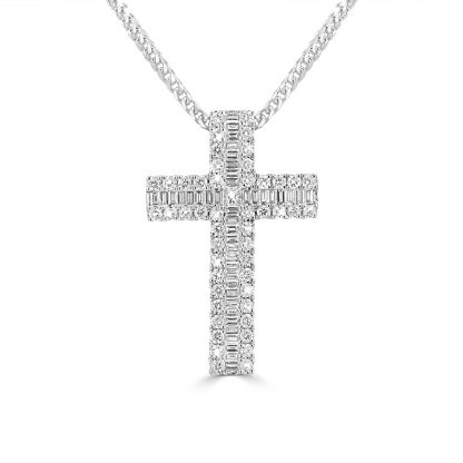 White gold diamonds cross pendant