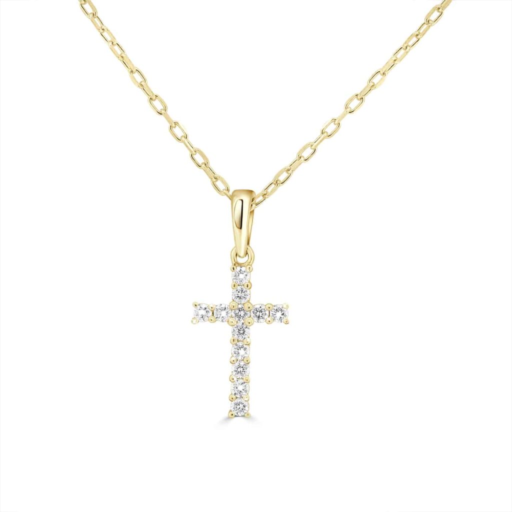 Yellow gold cross necklace