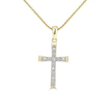 Gold cross pendant with diamonds