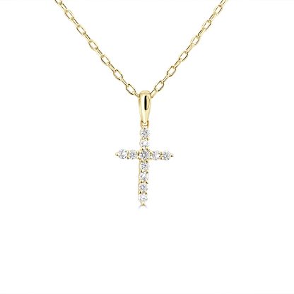 Diamond cross pendant gold