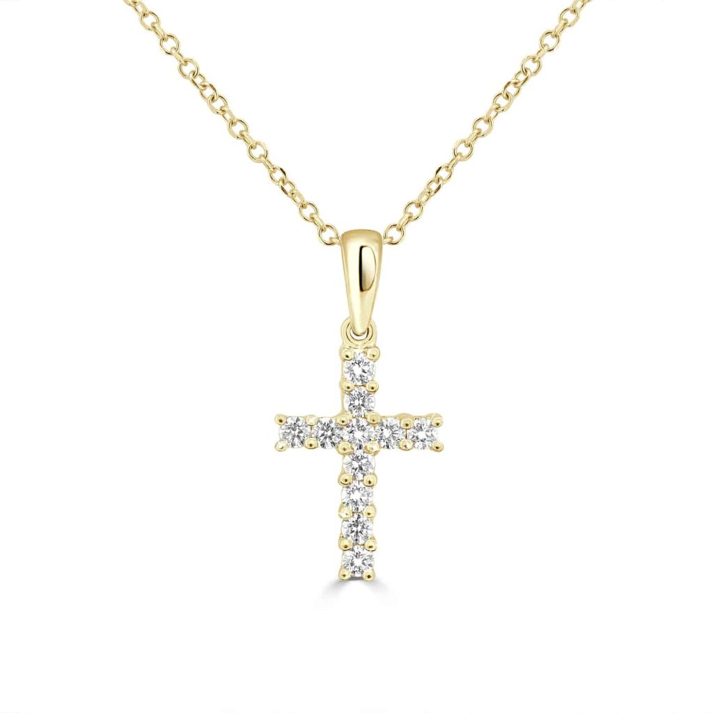 Diamond cross pendant gold