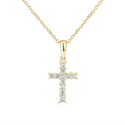 Diamond cross pendant gold