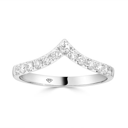 Curved white gold wedding band