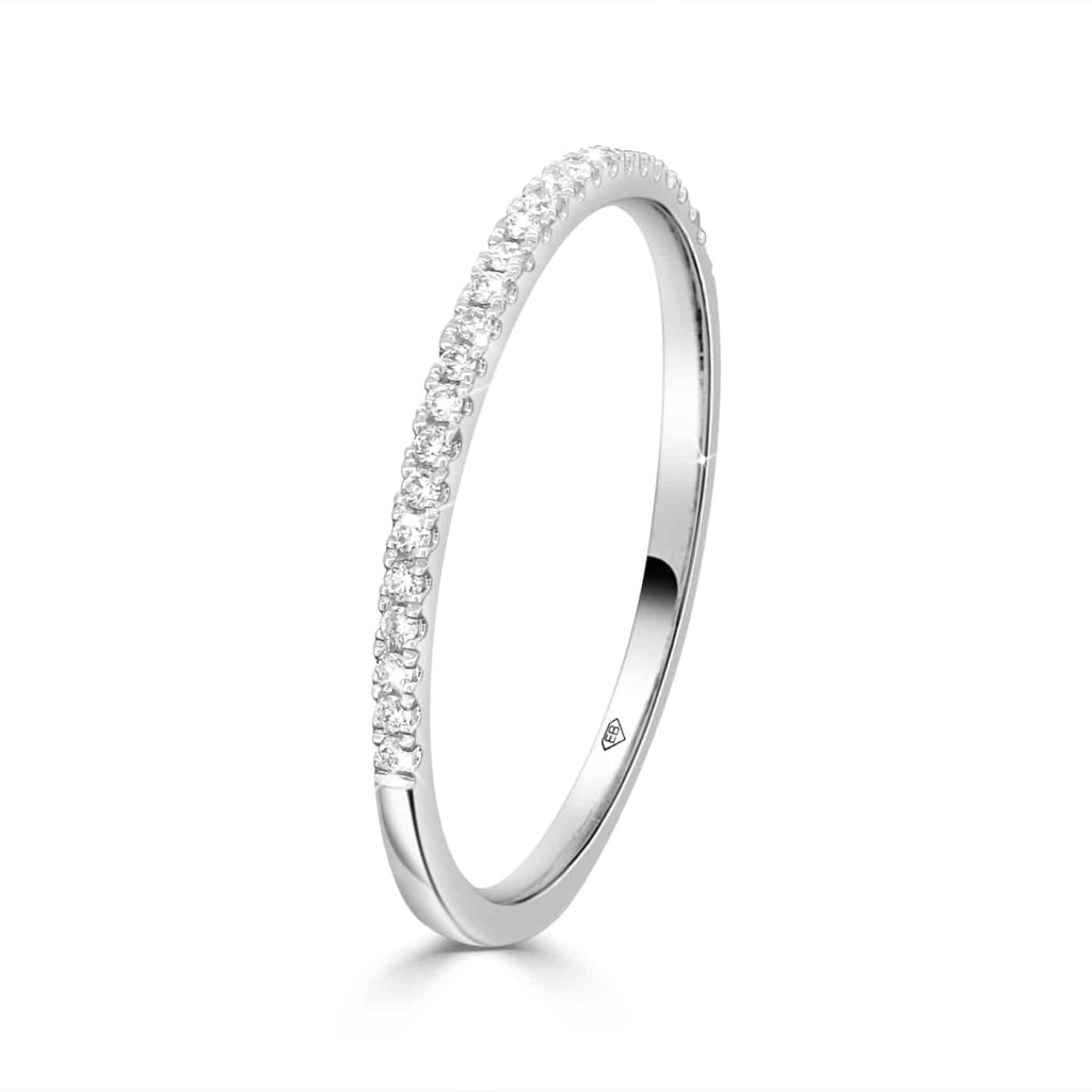 Thin white gold diamond ring