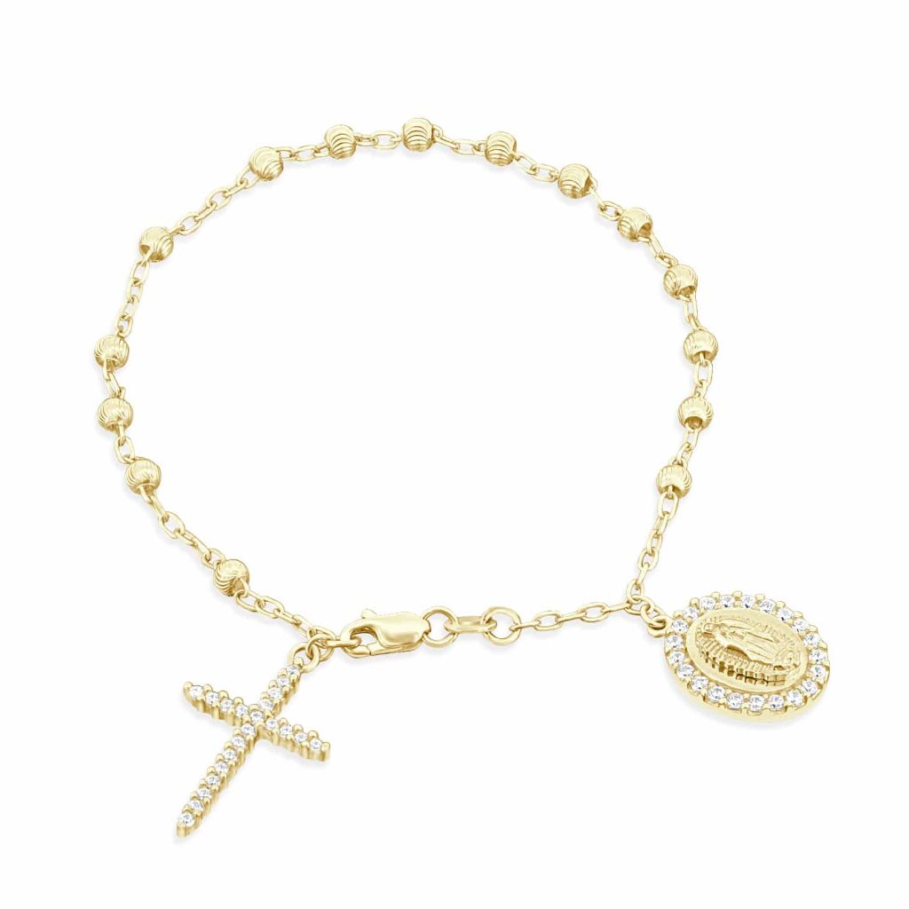 Gold religious bracelet with charms