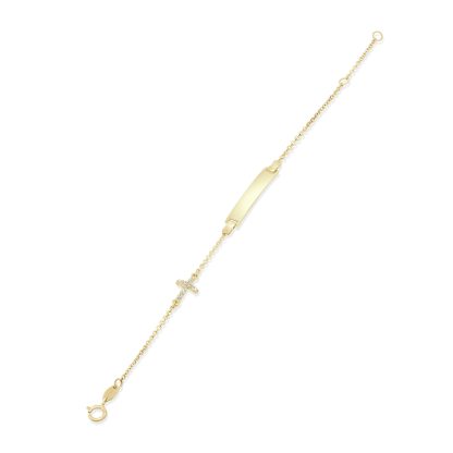 Gold chain bracelet with cross