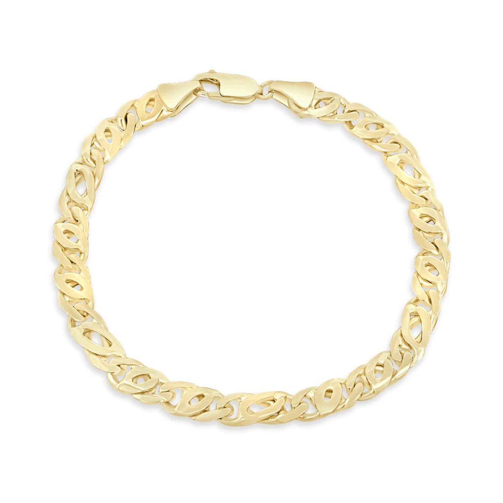 Flat link gold bracelet men