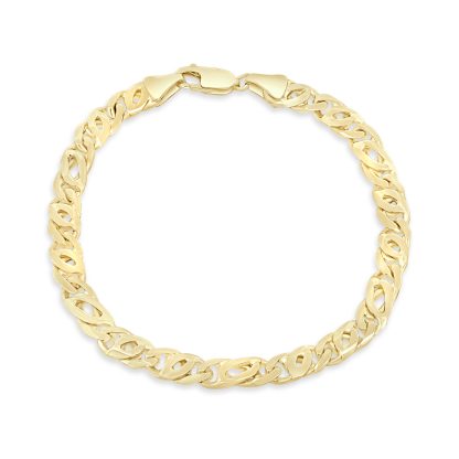 Flat link gold bracelet men