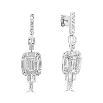 Baguette diamond drop earrings