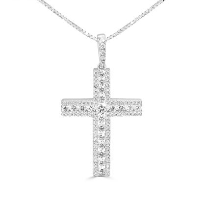 White gold diamond cross pendant